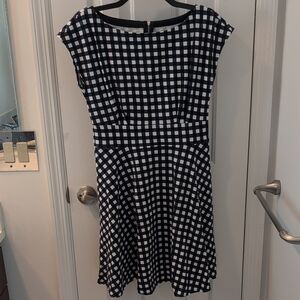 Kate Spade Blue And White Gingham Print Dress M